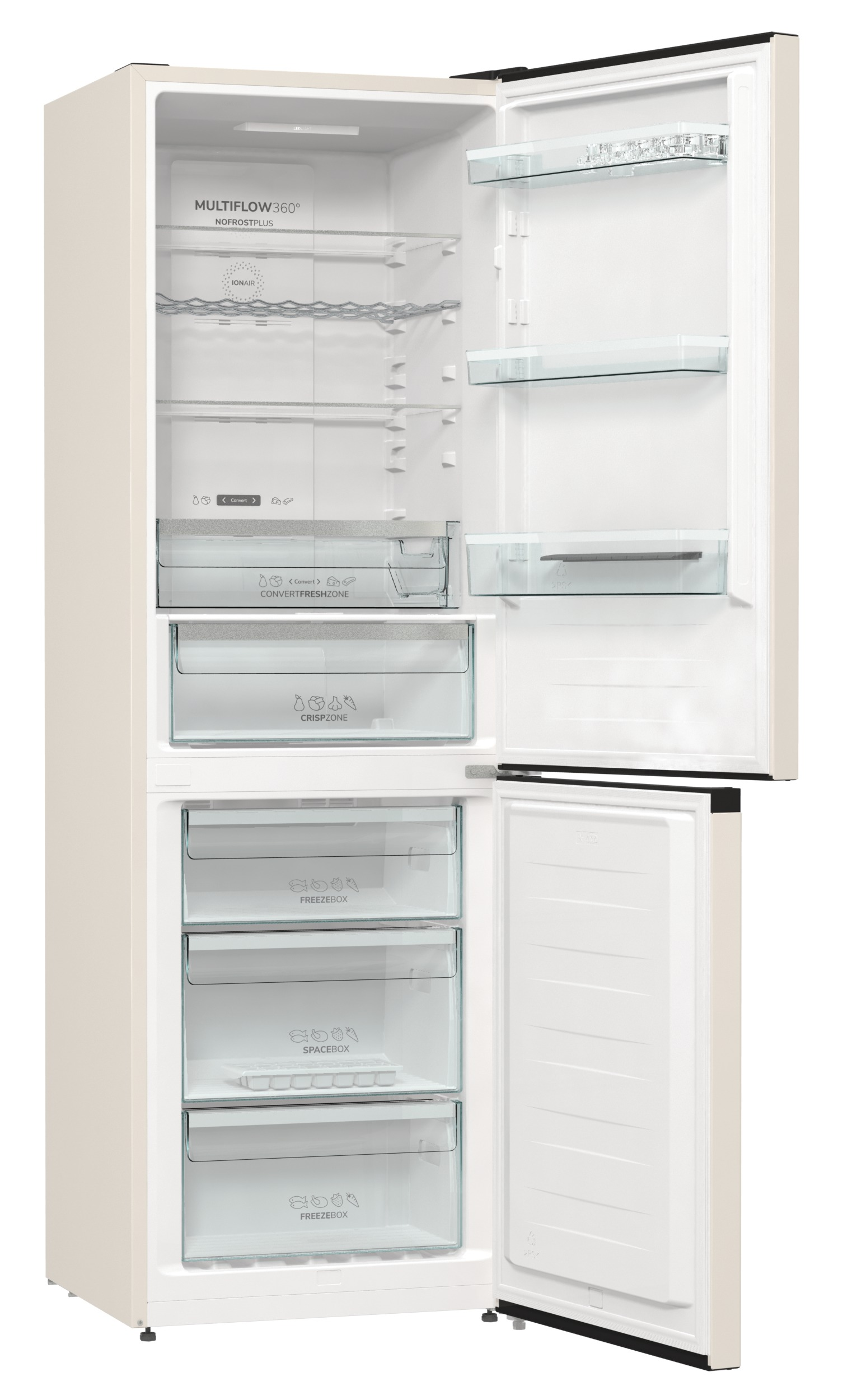 GORENJE NRK6192AC4 Kühl- Gefrierkombination (E, 300 l, 1850 mm hoch, Standgerät, No Frost (verminderte Eisbildung), Beige)