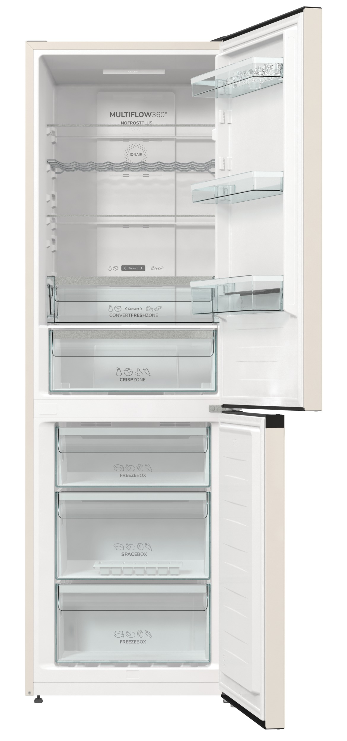 GORENJE NRK6192AC4 Kühl- Gefrierkombination (E, 300 l, 1850 mm hoch, Standgerät, No Frost (verminderte Eisbildung), Beige)