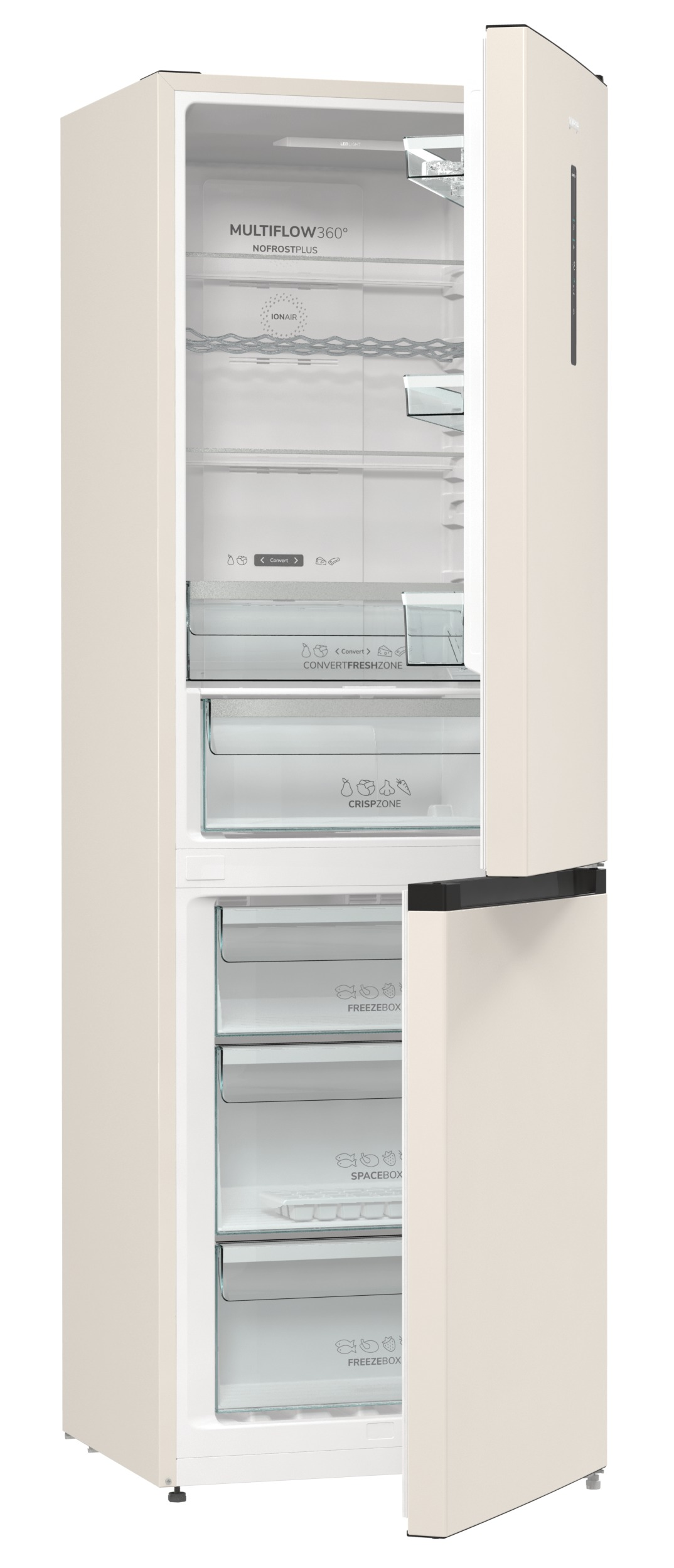 GORENJE NRK6192AC4 Kühl- Gefrierkombination (E, 300 l, 1850 mm hoch, Standgerät, No Frost (verminderte Eisbildung), Beige)