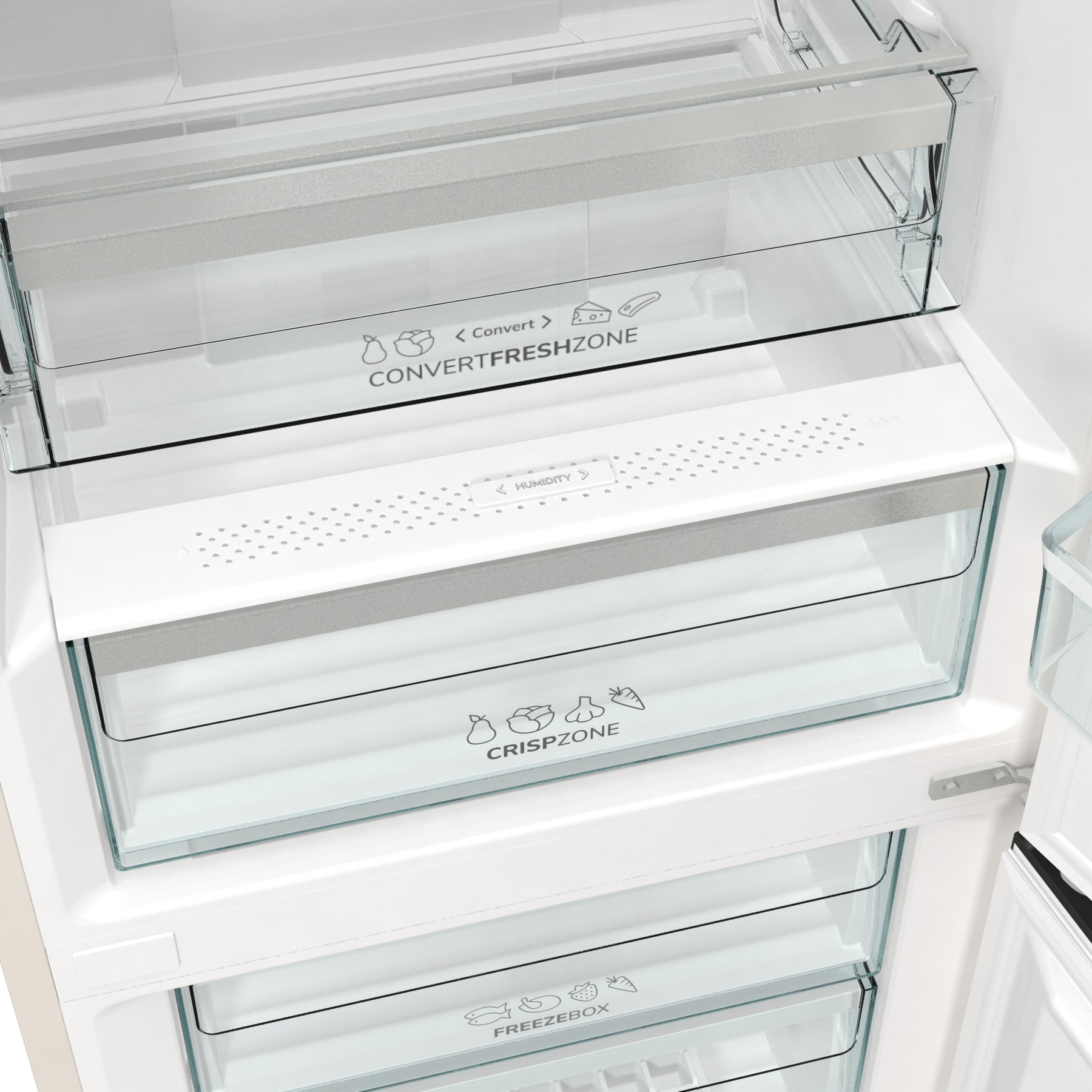 GORENJE NRK6192AC4 Kühl- Gefrierkombination (E, 300 l, 1850 mm hoch, Standgerät, No Frost (verminderte Eisbildung), Beige)
