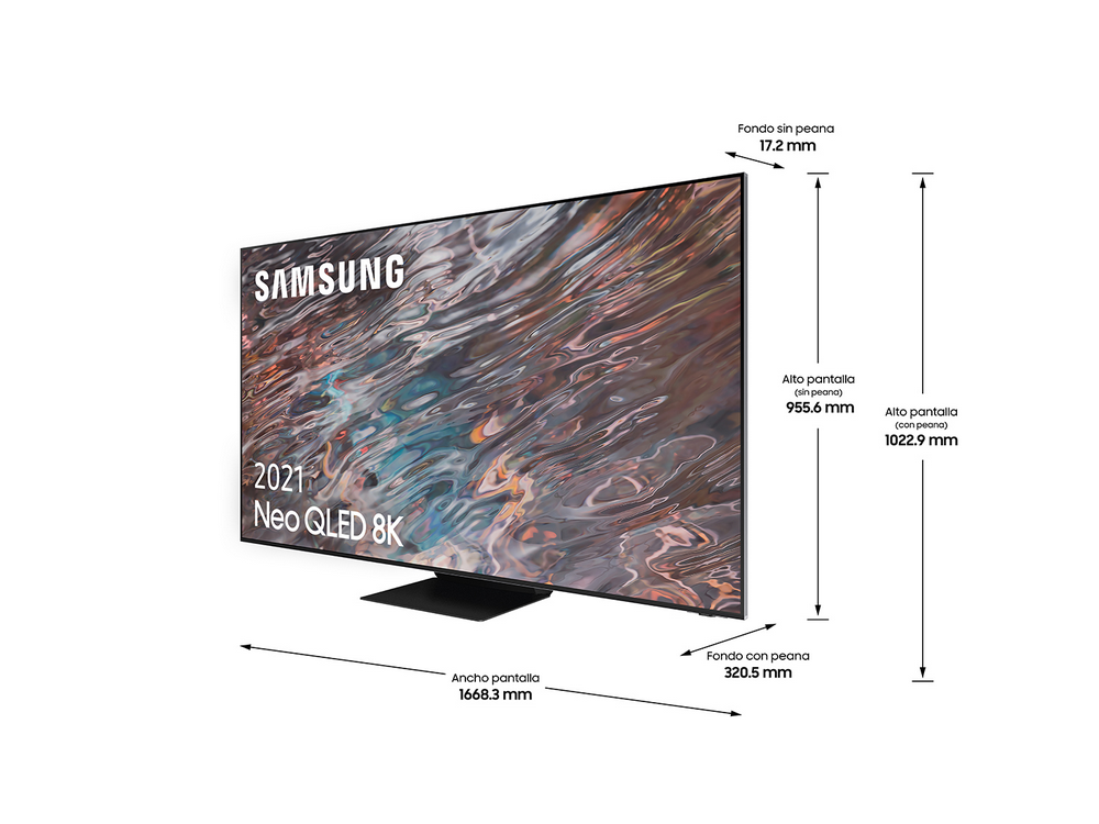 Una pantalla de televisión con una visualización de dimensiones.