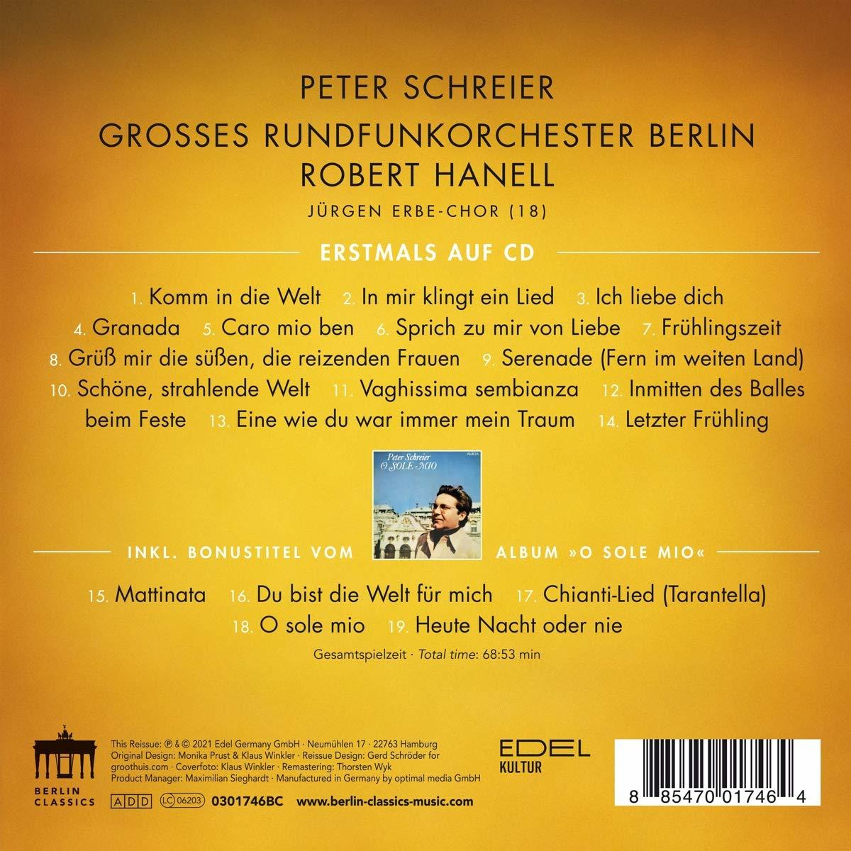 Albumcover mit deutschem Text und Bild eines Mannes. Titel ist 'O sole mio'.