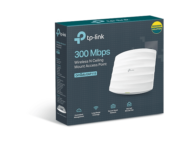 TP-LINK Omada EAP115, 300Mbit/s-WLAN-Accesspoint zur Deckenmontage, Weiß; Repeater — Foto 2 von 2