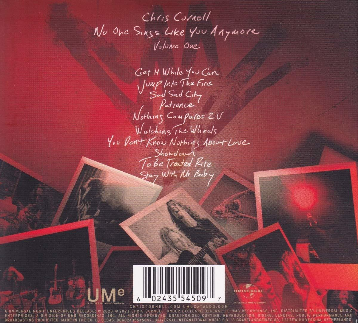 Album borító. Piros háttér szöveggel és fotókkal. Chris Cornell cím.