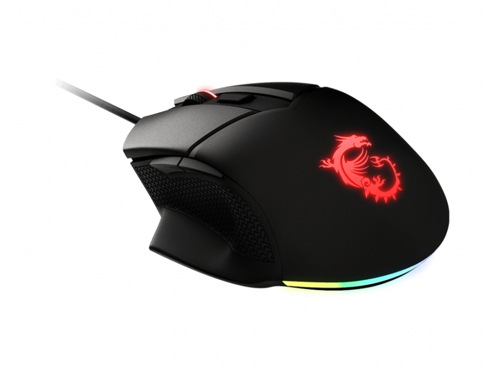 Ratón gaming - MSI Clutch GM20 Elite, Por cable, 2 m, 6400 ppp, Iluminación RGB, Negro