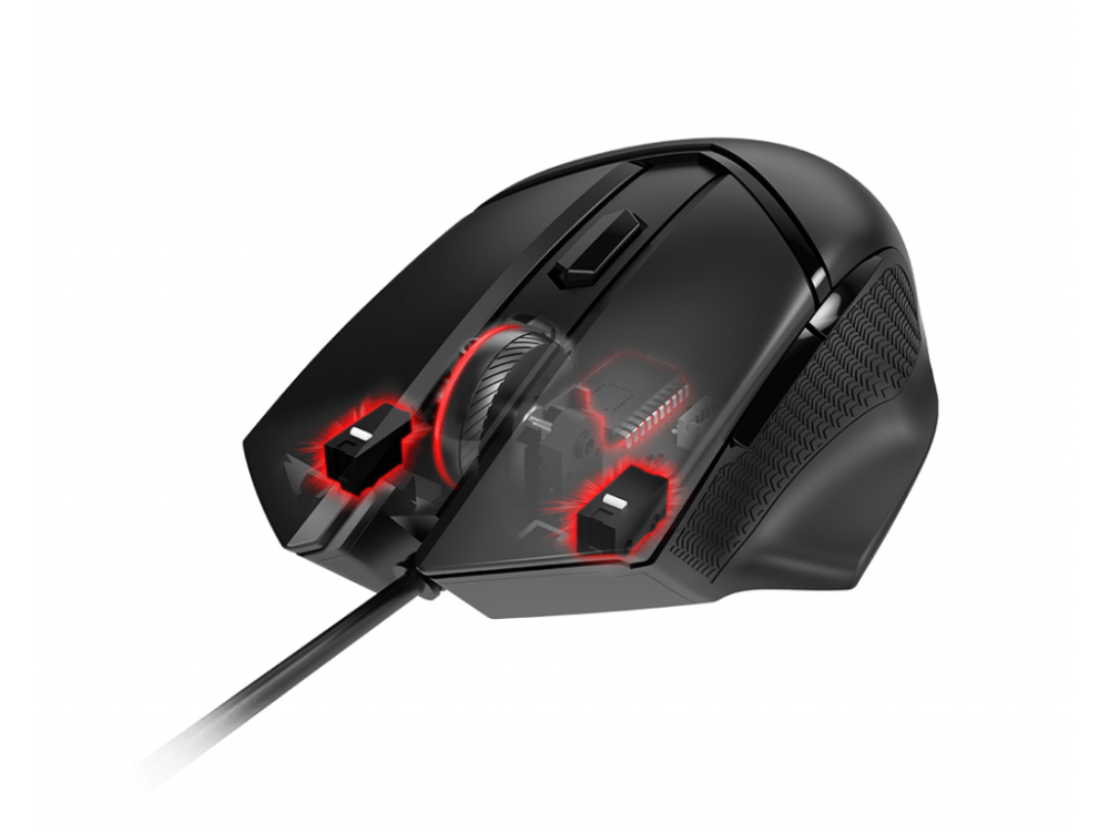 Ratón gaming - MSI Clutch GM20 Elite, Por cable, 2 m, 6400 ppp, Iluminación RGB, Negro