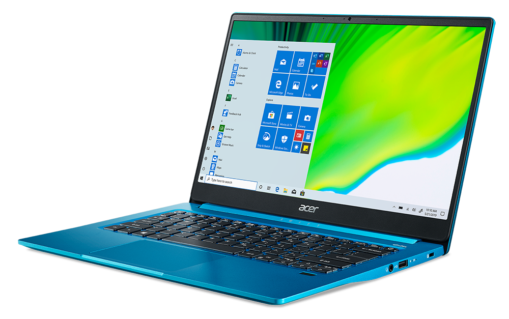 Een blauwe laptop met een Windows-interface.