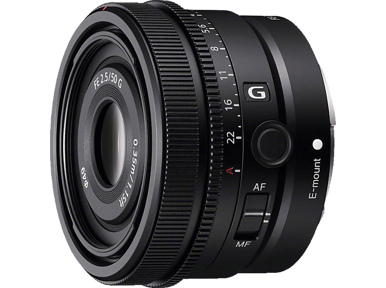 E-Mount, für FHB, Circulare - G-Lens, 50 IF, Vollformat Sony (Objektiv Schwarz) DMR SONY SEL50F25G mm f/2.5 Blende,