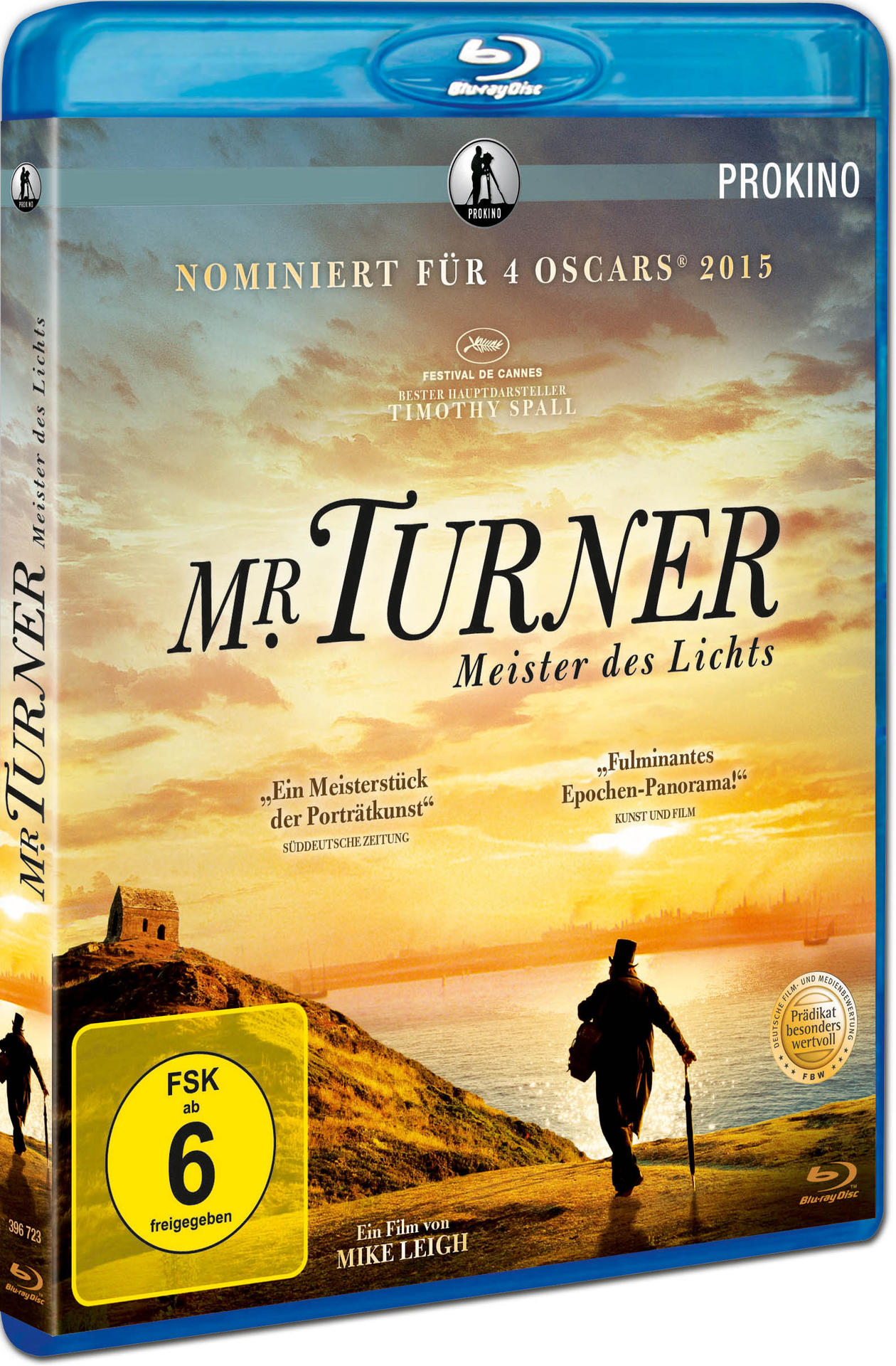 Blu-ray-Hülle: 'Mr. Turner'-Film. Bild zeigt Mann am Meer.