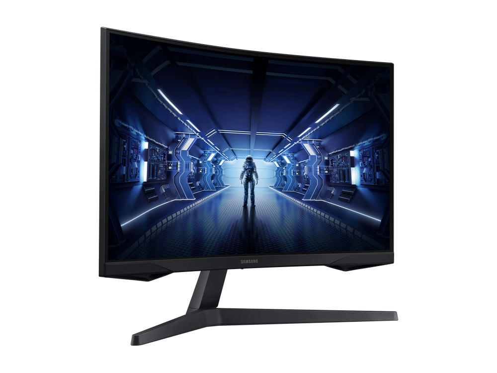 Un monitor de computadora con una escena futurista.