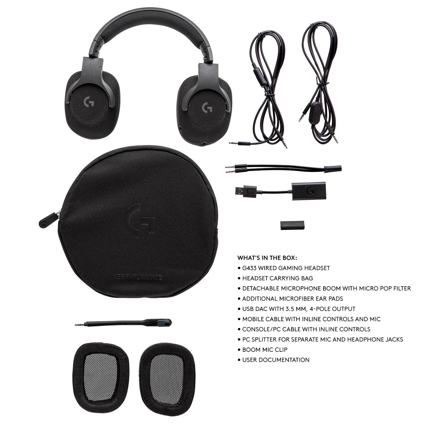 LOGITECH G433 Surround Gaming, Over-ear Headset Triple Black