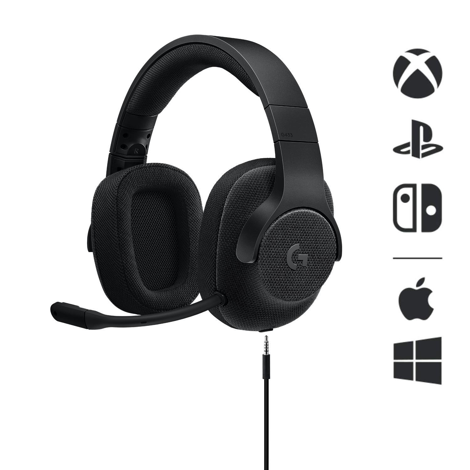 LOGITECH G433 Surround Gaming, Over-ear Headset Triple Black