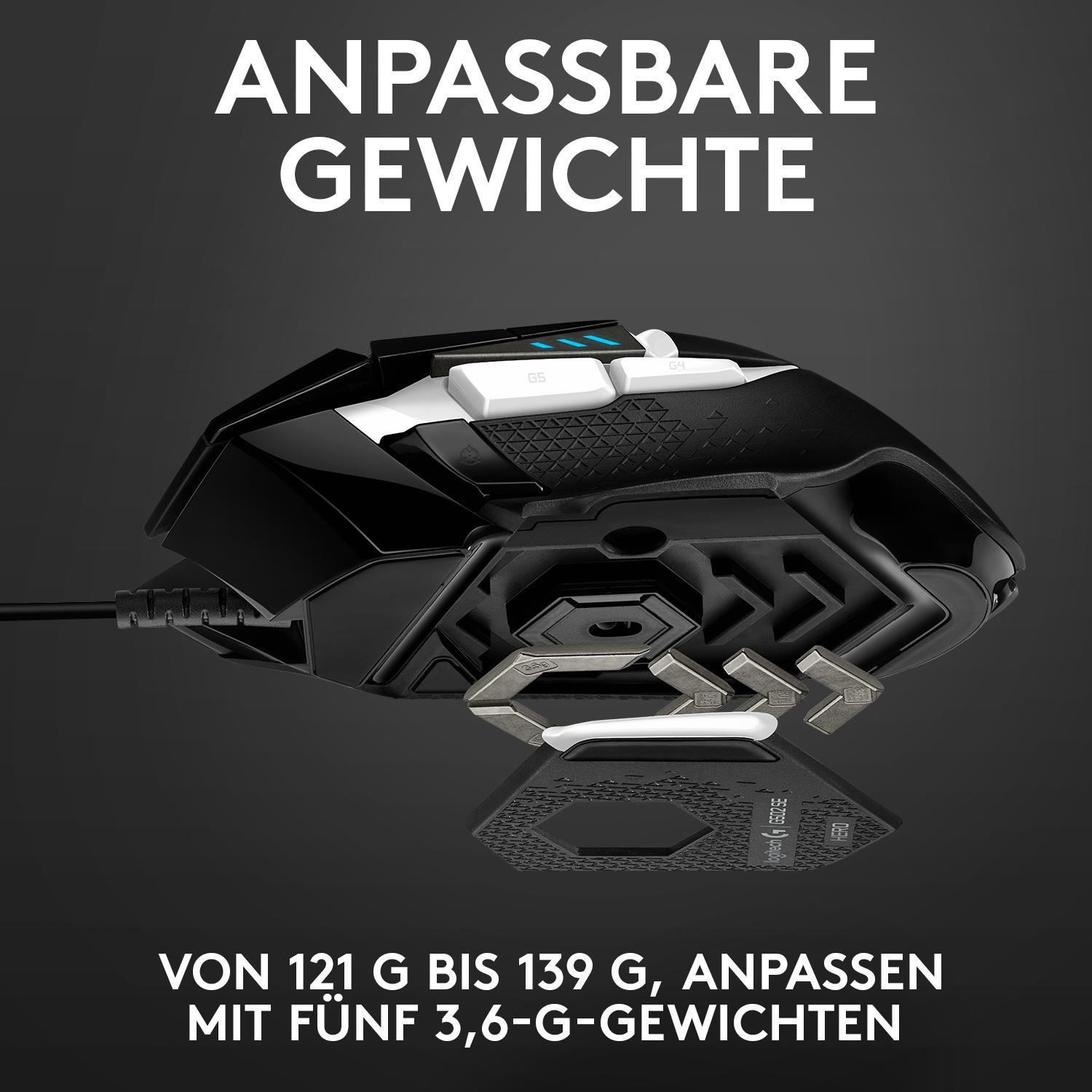 LOGITECH G502 SE HERO Gaming Maus, Schwarz/Weiß