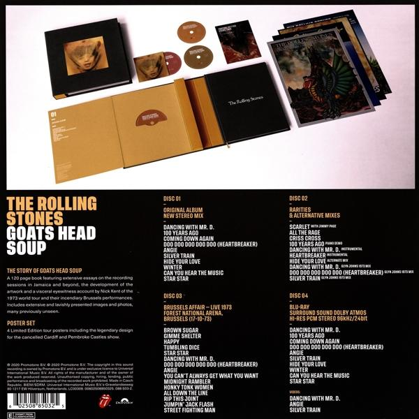 A Rolling Stones albumkészlete, több lemezzel, egy könyvvel és egy poszterrel. A borítón albumművészet látható.