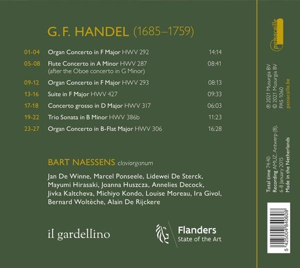 CD-Hüllenrückseite mit verschiedenen musikalischen Kompositionen. Text und Titellisten vorhanden.