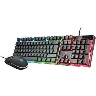 Pack teclado + ratón - Trust GXT 838 Azor, Gaming, Retroiluminación, Con cable, Negro