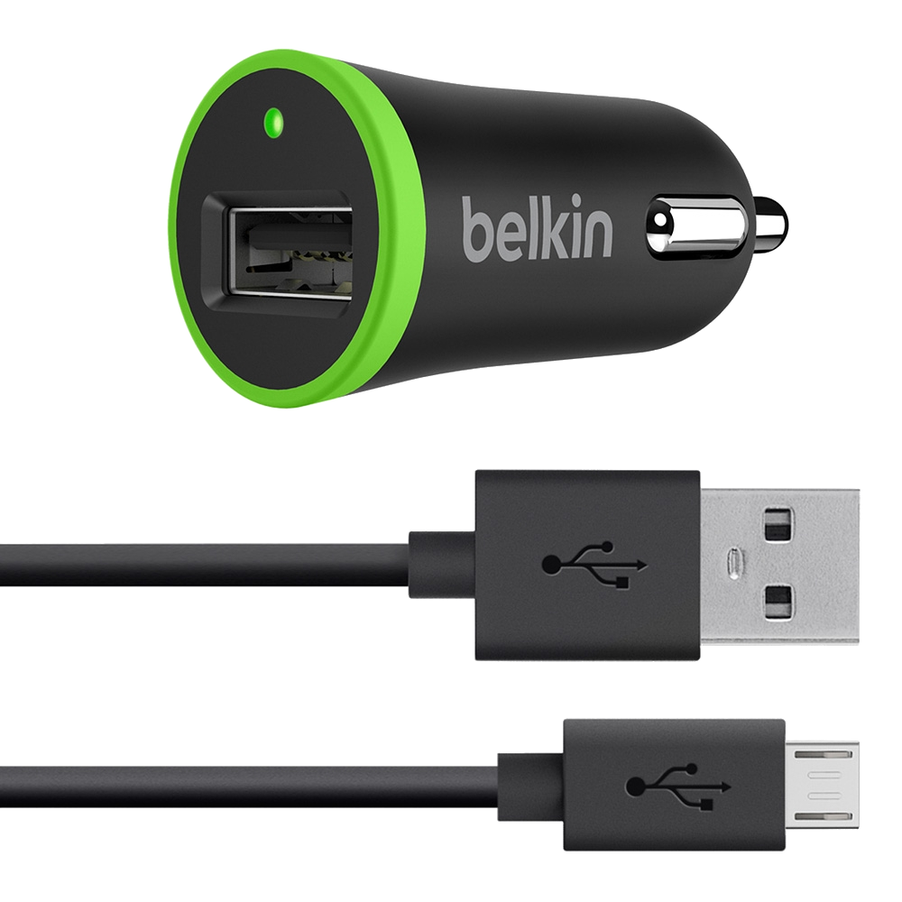 BELKIN univerzális autós töltő micro USB kábellel 12W fekete (F8M887BT04-BLK)