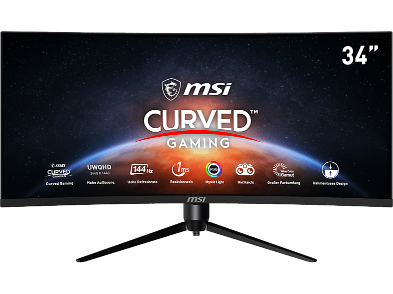 MSI Gaming Monitor Optix MAG342CQRDE Curved, 34 Zoll, UWQHD, 144Hz, 1ms