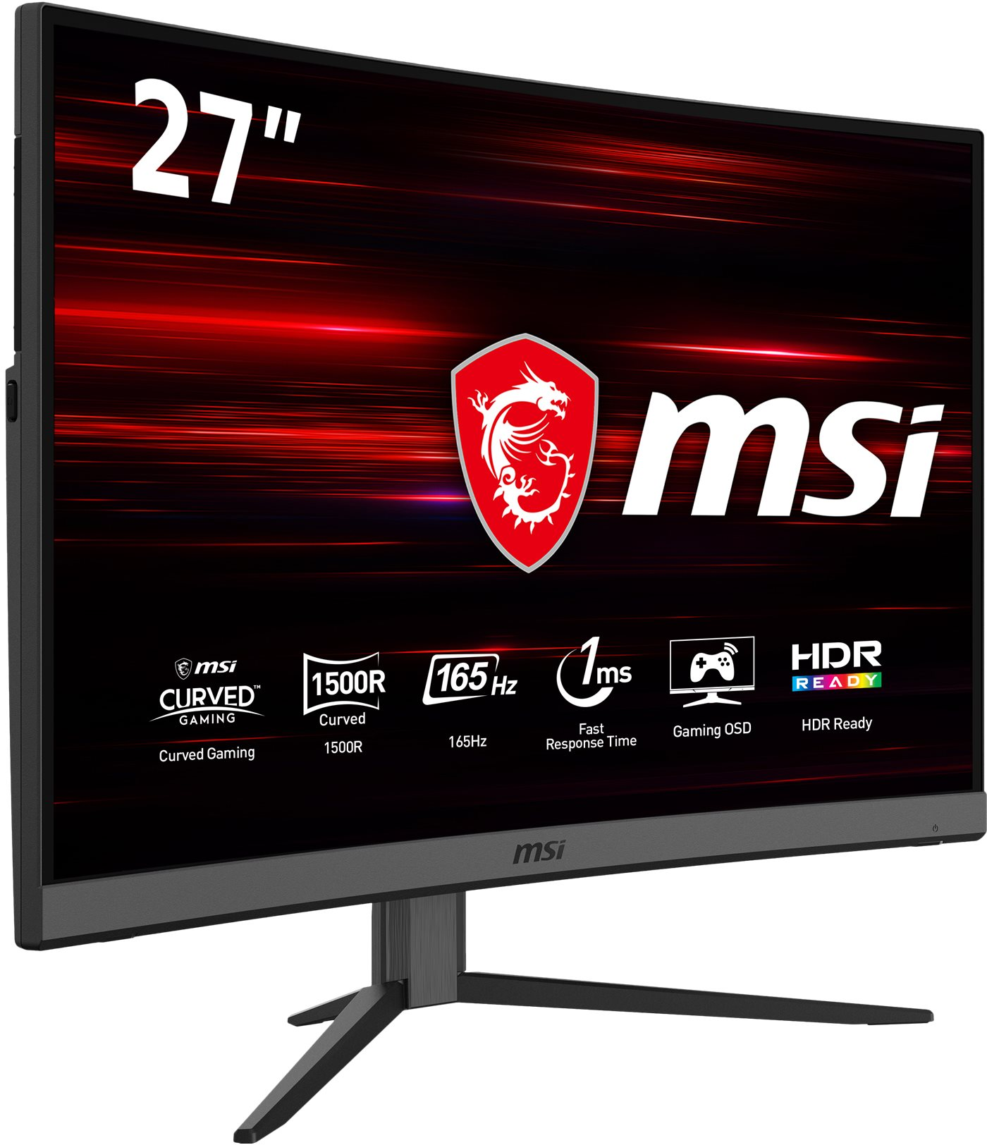 MSI Gaming Monitor Optix MAG272CQPDE Curved, 27 Zoll, WQHD, 165Hz, 1ms, 300cd, VA, Schwarz 27 Zoll Gaming Monitor, WQHD, 1 ms Reaktionszeit, 300 cd/m², 165 Hz, Schwarz