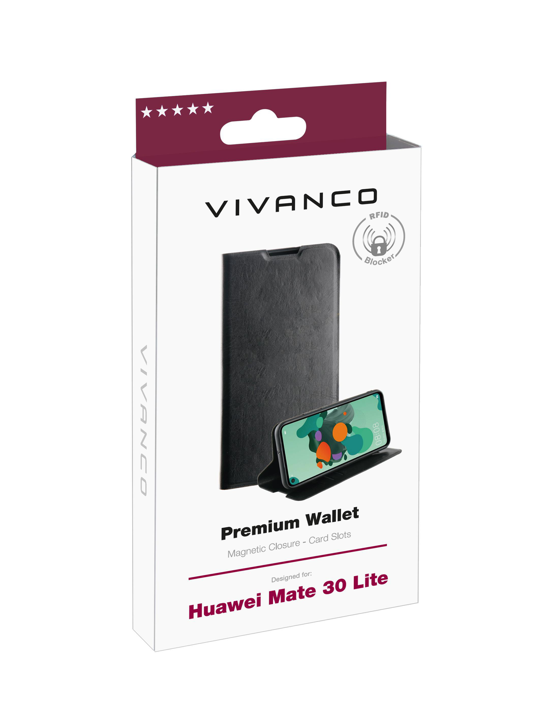 Lite, VIVANCO Huawei, 30 Premium Wallet, Mate Bookcover, Schwarz