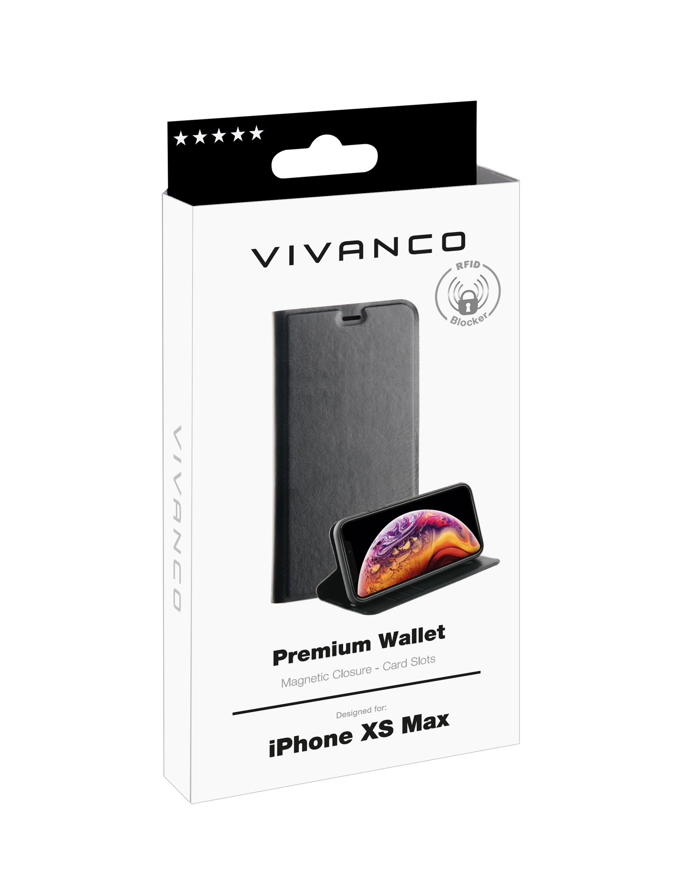 VIVANCO Premium XS Wallet, Max, Apple, Bookcover, Schwarz iPhone
