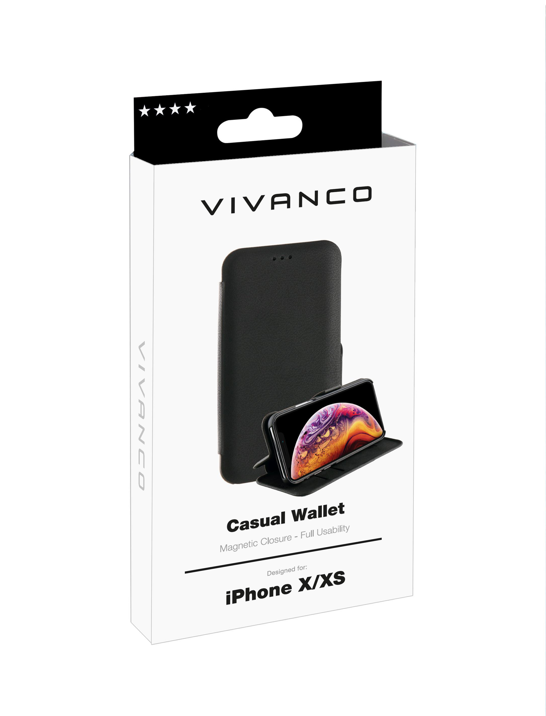 Casual Schwarz Apple, VIVANCO Wallet, XS, iPhone Bookcover, iPhone X,