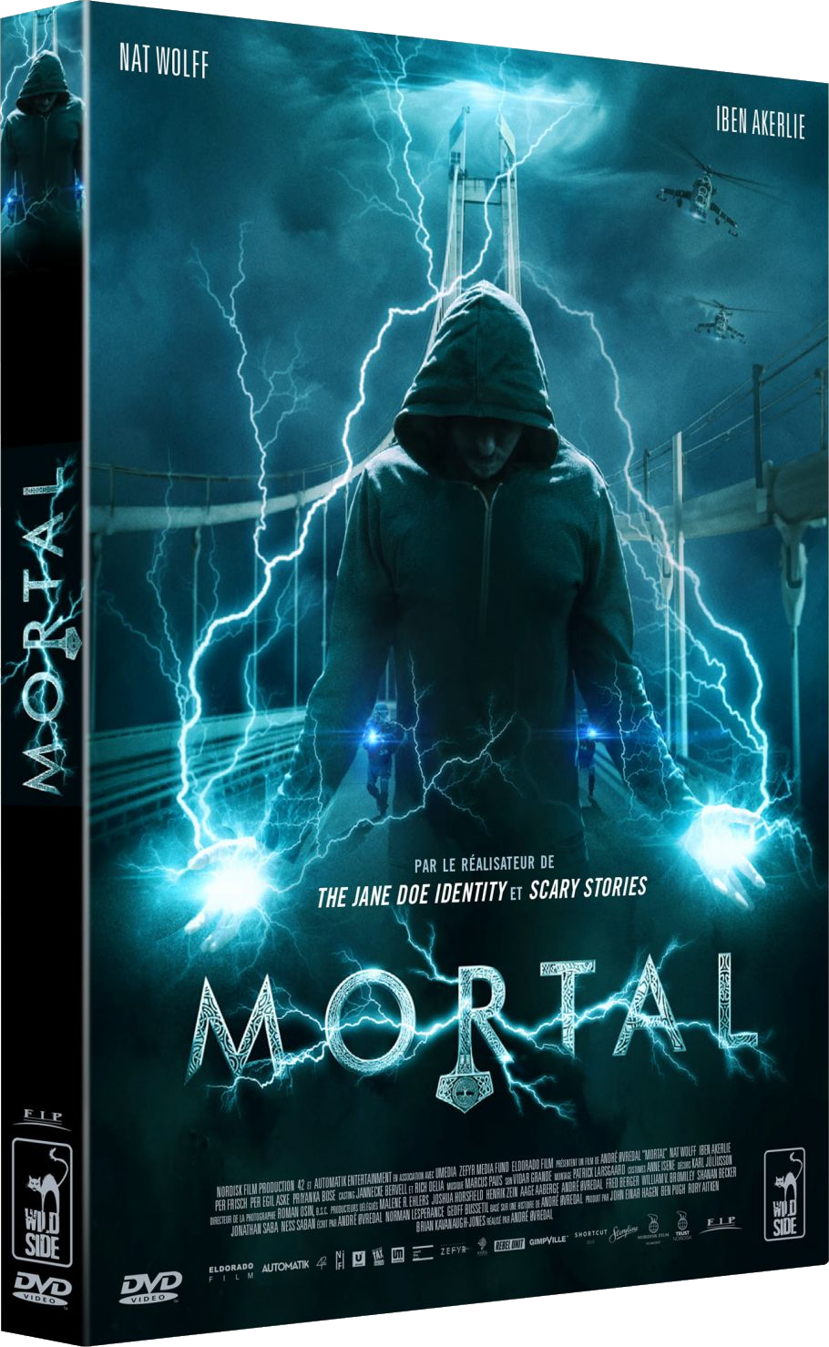 Affiche de film : Personne avec des éclairs autour des mains. Titre : MORTAL.