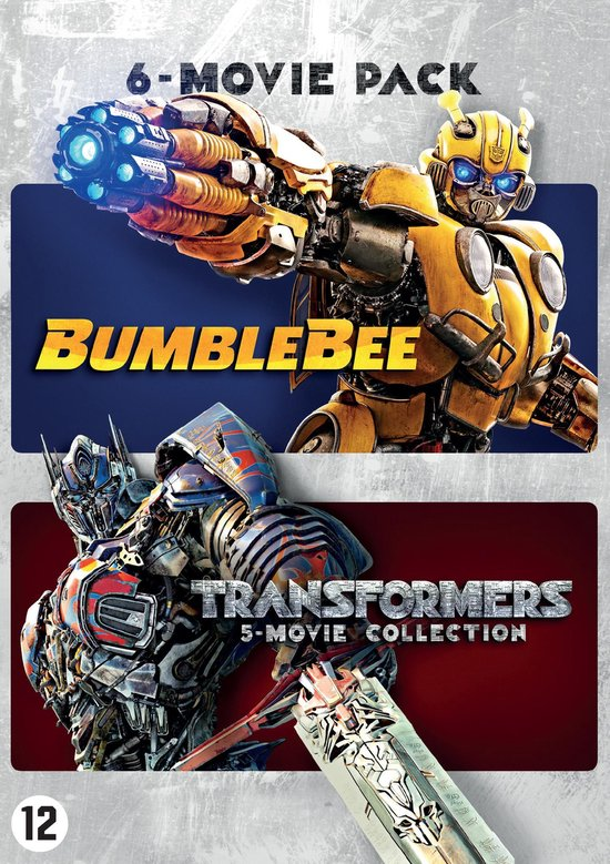 Boîtier DVD avec les couvertures des films 'Bumblebee' et 'Transformers', avec des images des robots.