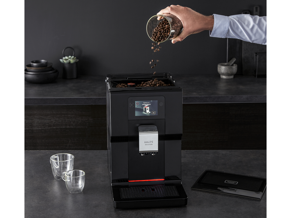 Cafetera superautomática - Krups Intuition Preference EA873810, 1450 W, 15 bar, 3 l, 2 Tazas, Molinillo, Negro