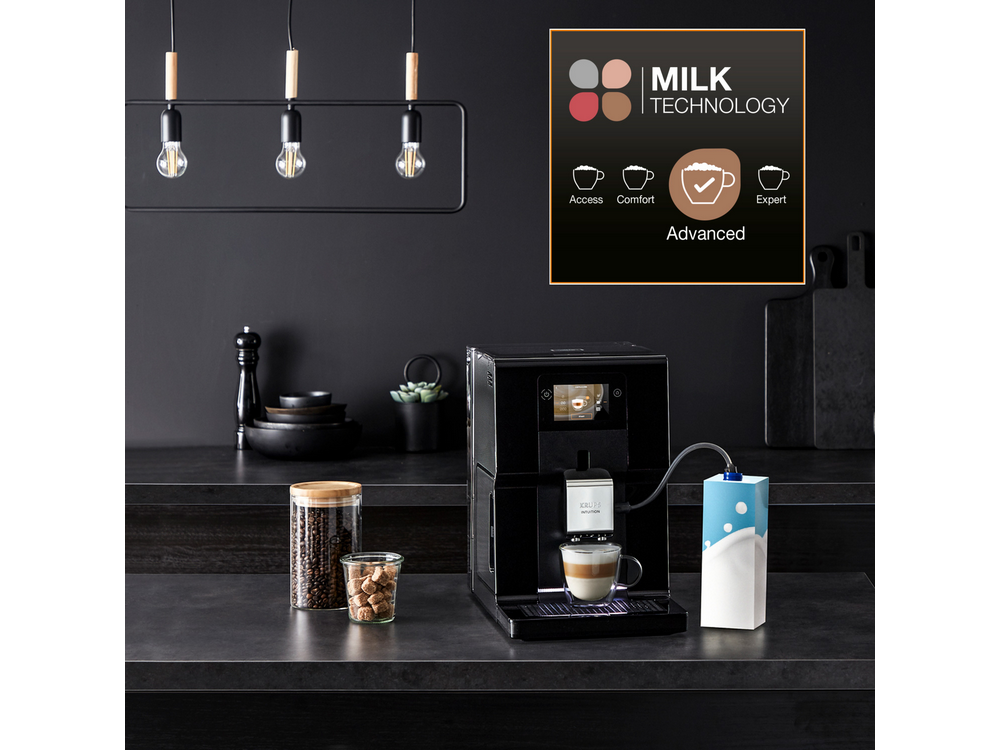 Cafetera superautomática - Krups Intuition Preference EA873810, 1450 W, 15 bar, 3 l, 2 Tazas, Molinillo, Negro