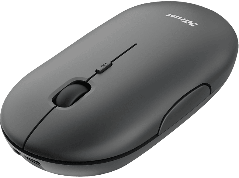 Ratón inalámbrico - Trust Puck, 1600 ppp, Bluetooth, RF inalámbrico, USB-A, USB 2.0, Recargable, Negro