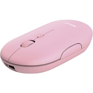 Ratón inalámbrico - Trust Puck, 1600 ppp, Bluetooth, RF inalámbrico, USB-A, USB 2.0, Recargable, Rosa