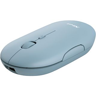 Ratón inalámbrico - Trust Puck, 1600 ppp, Bluetooth, RF inalámbrico, USB-A, USB 2.0, Recargable, Azul