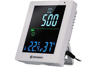 Medidor de CO2 - Bresser Smile CO2, Detección humedad, Temperatura, De 0° a +50°C, Blanco