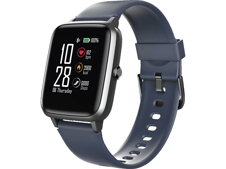 HAMA Fit Watch Kunststoff, 255 Smartwatch (Länge mm insgesamt), Edelstahl Dunkelblau 4900
