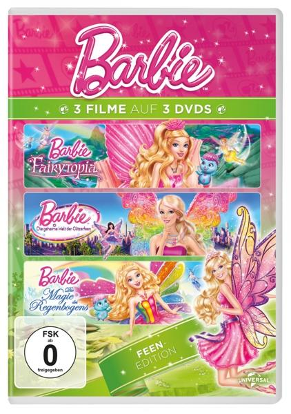 DVD-Hülle mit Barbie Fairytopia, Barbie und Barbie und die Magie von Pegasus.