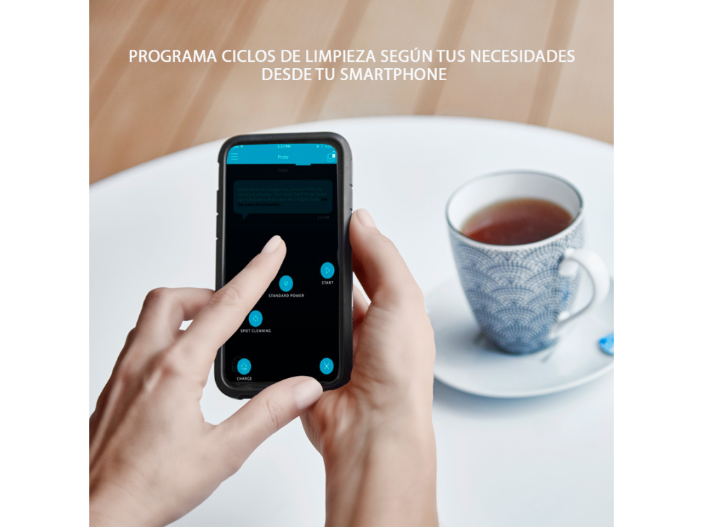 Robot aspirador - Rowenta Smart Force Cyclonic Connect RR8021WH, 60 min, 80 dB, 0.5 l, Función Fregona, Negro