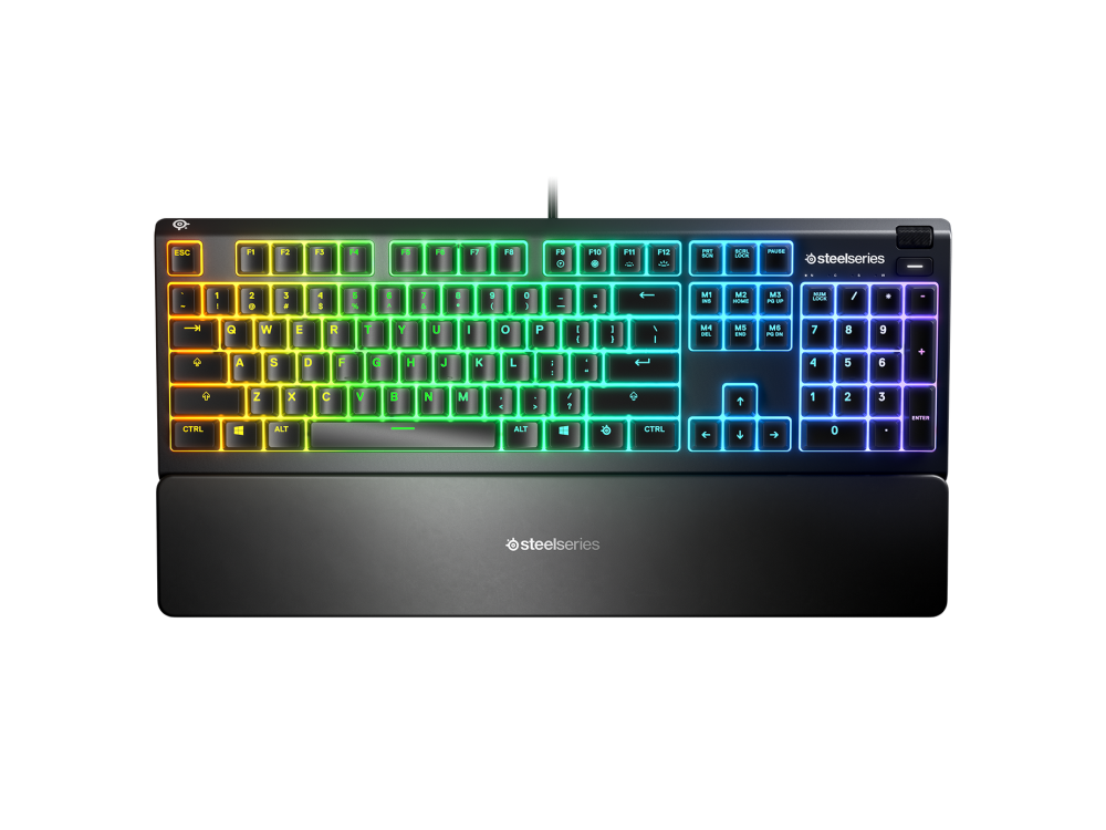 Steelseries Apex 3 teclado rgb para gaming iluminación de 10 zonas reposamuñecas superior qwerty español usb antighosting ip32