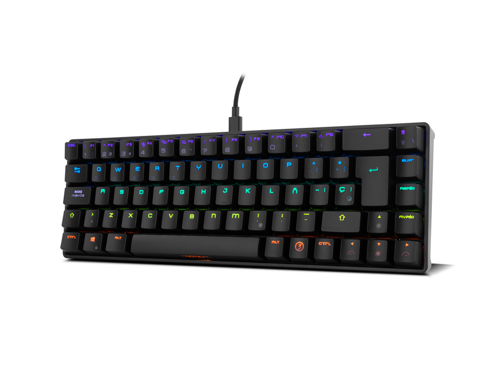 Teclado gaming - Ozone Gaming Tactical, Inalámbrico, Mecánico, 69 Teclas, Iluminación RGB, Bluetooth, Negro
