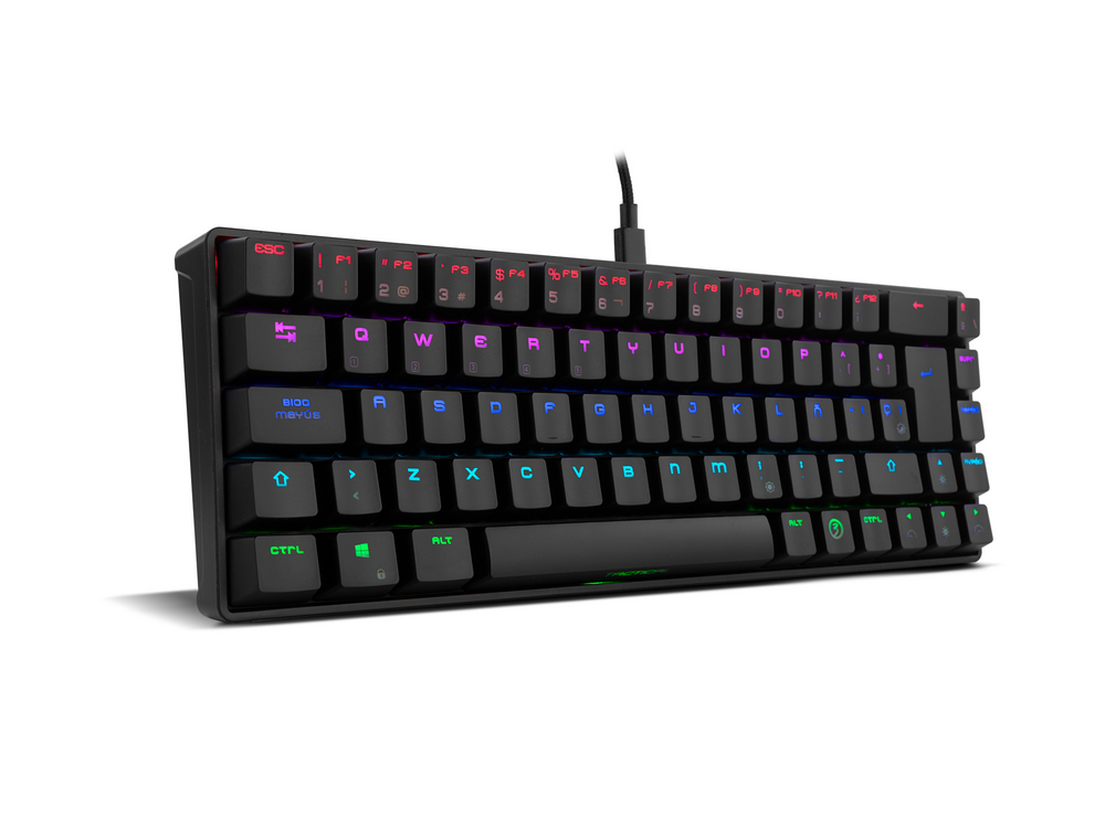 Teclado gaming - Ozone Gaming Tactical, Inalámbrico, Mecánico, 69 Teclas, Iluminación RGB, Bluetooth, Negro