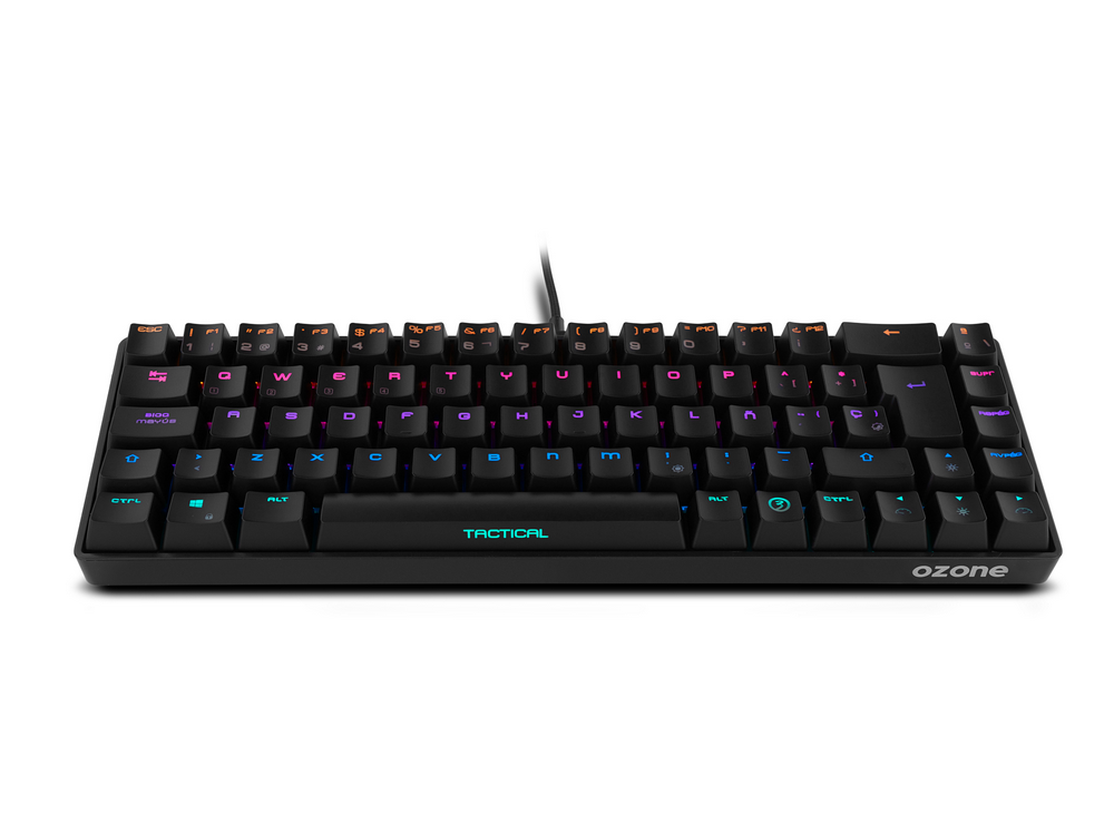 Teclado gaming - Ozone Gaming Tactical, Inalámbrico, Mecánico, 69 Teclas, Iluminación RGB, Bluetooth, Negro