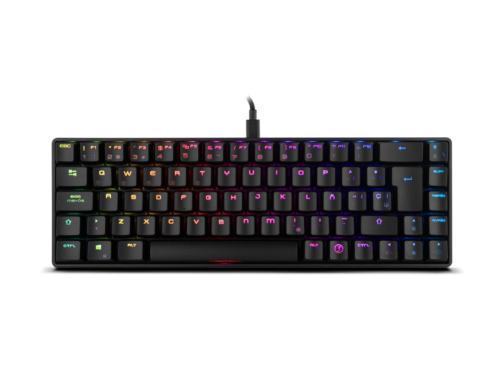 Ozone Gaming Teclado mini tactical oztacticalsp mecanico sin numerico bluetooth 5.0 switches outemu red iluminacion led rgb silencioso layout español negro usbbluetooth 69