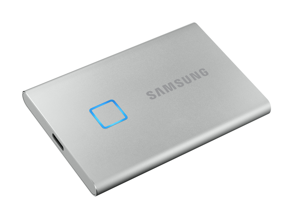 Disco duro externo 2 TB - Samsung T7 Touch MU-PC2T0S/WW, SSD, Hasta 1050 MB/s, USB 3.2 Gen.2 (10Gbps), Gris