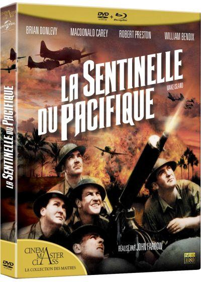 Boîtier DVD du film 'Wake Island'. Des hommes en uniforme regardent le ciel, avec des avions et des explosions.