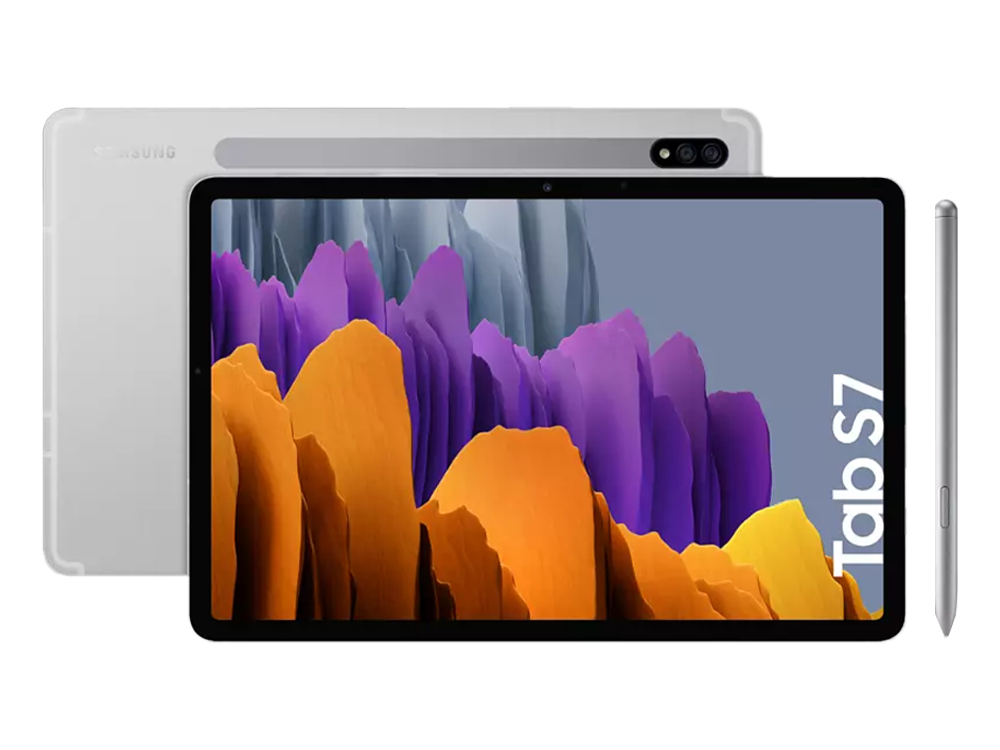 Tablet - Samsung Galaxy Tab S7, 128 GB, Plata, WiFi, 11" WQXGA, 6 GB RAM, Snapdragon 865 Plus, Android 10