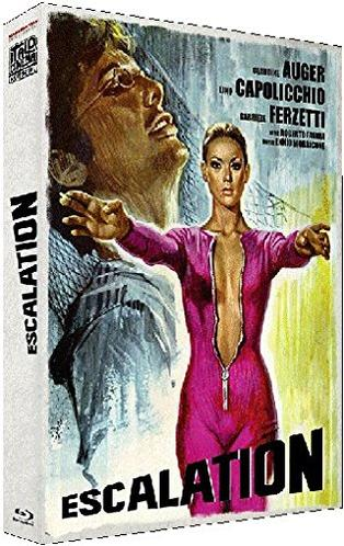 DVD-Cover des Films 'Escalation' mit einer Frau in einem rosa Overall.