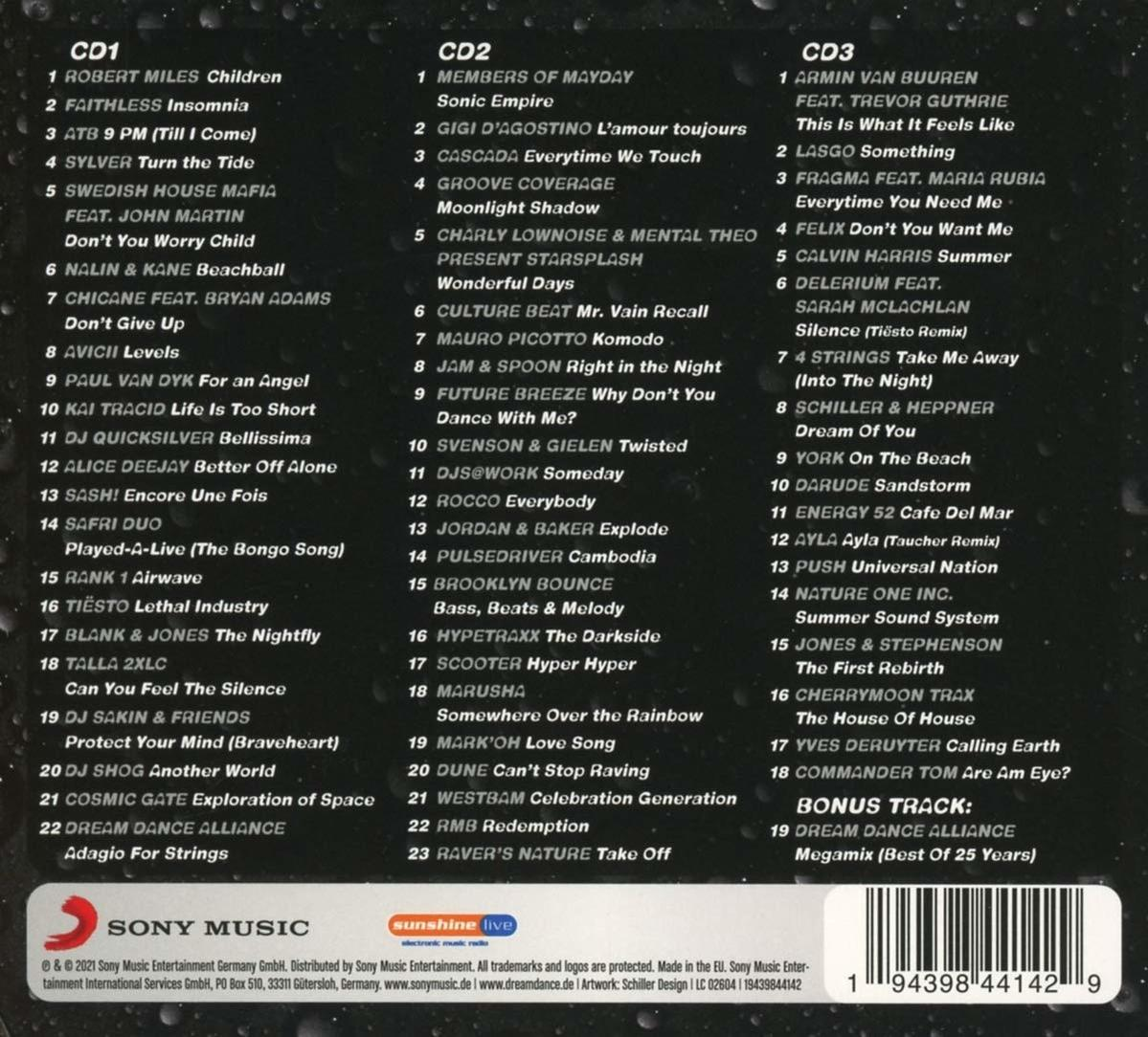 CD-Zusammenstellung mit verschiedenen Musiktiteln und Künstlern, Sony Music Logo.