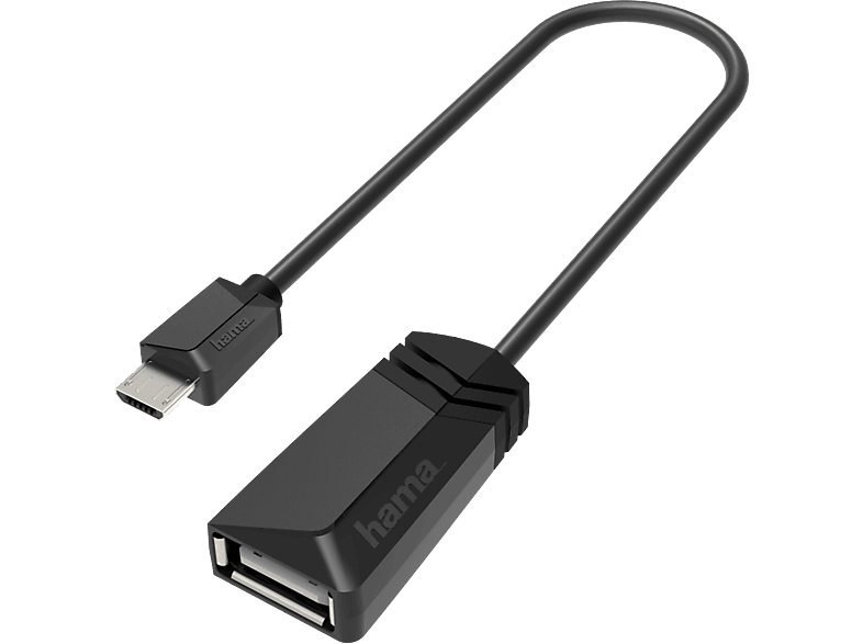 HAMA HM.200308 Adaptör USB B (Micro) Fiş - USB A Soket Altın Uç Kablo Siyah_0