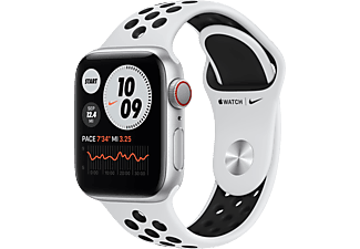 APPLE Watch Series 6 Nike GPS + Cellular 40mm Aluminiumboett i Silver - Sportband i Antracit/Svart