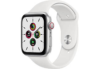 APPLE Watch SE GPS + Cellular 44mm Aluminiumboett i Silver - Sportband i Vitt
